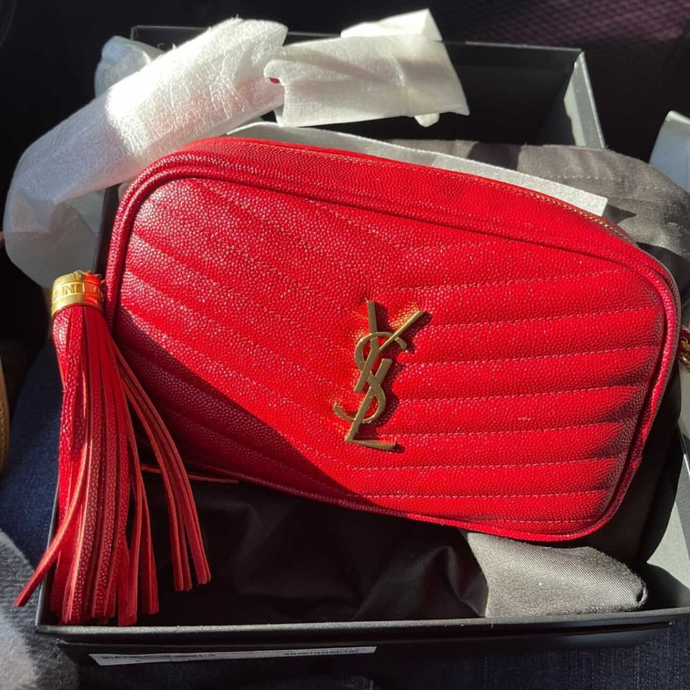 YSL LOU MINI BAG IN QUILTED GRAIN LEATHER